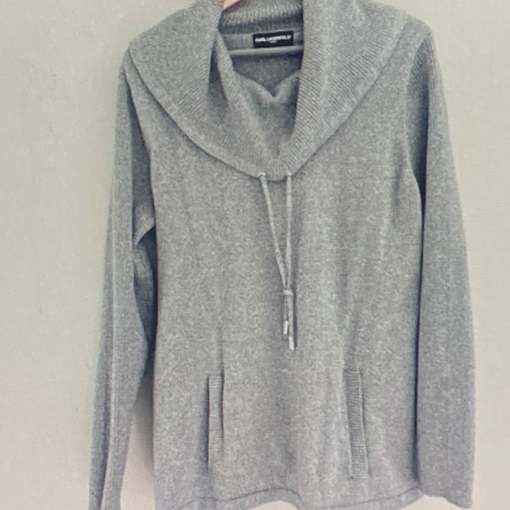 Karl Lagerfeld Gray Cowl Neck Sweater